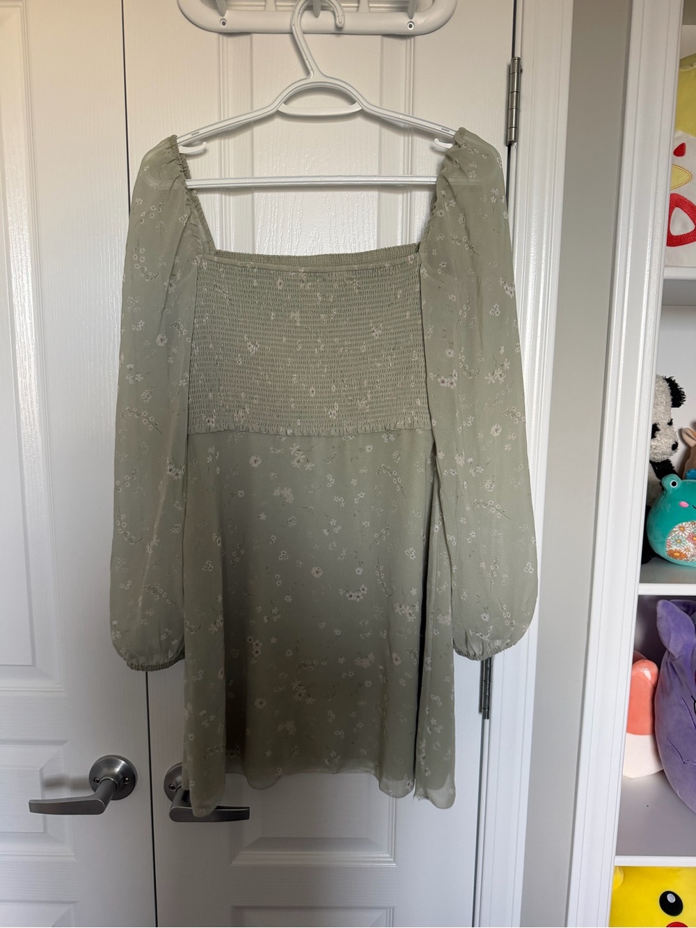 Aritzia Sage Green Floral Long Sleeve Dress